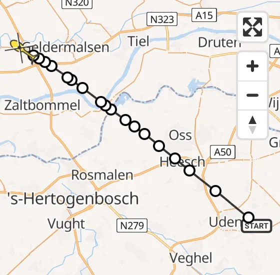 Vlucht Traumahelikopter PH-LLN van Vliegbasis Volkel naar Enspijk op vrijdag 9 augustus 2024 13:02