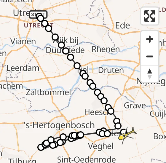 Vlucht Traumahelikopter PH-LLN van Universitair Medisch Centrum Utrecht naar Vliegbasis Volkel op vrijdag 9 augustus 2024 14:06