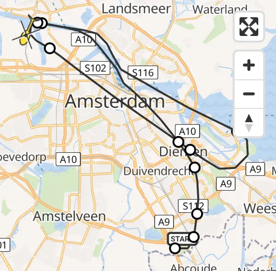 Vlucht Traumahelikopter PH-DOC van Academisch Medisch Centrum (AMC) naar Amsterdam Heliport op vrijdag 9 augustus 2024 14:32