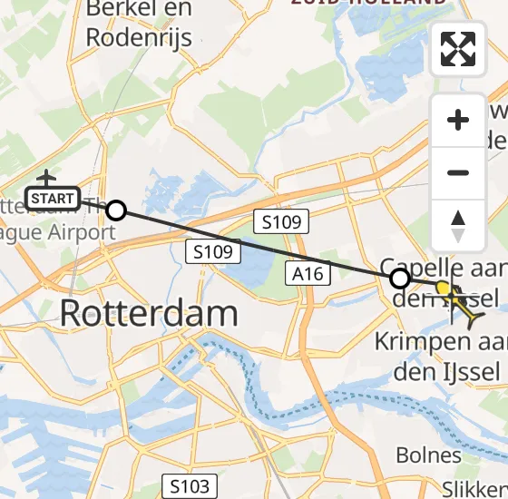 Vlucht Traumahelikopter PH-UMC van Rotterdam The Hague Airport naar Capelle aan den IJssel op vrijdag 9 augustus 2024 15:07