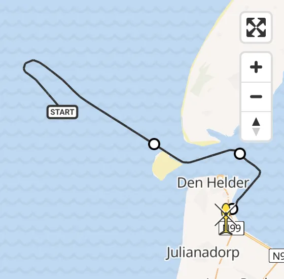 Vlucht Kustwachthelikopter PH-SAR van  naar Vliegveld De Kooy op vrijdag 9 augustus 2024 16:20