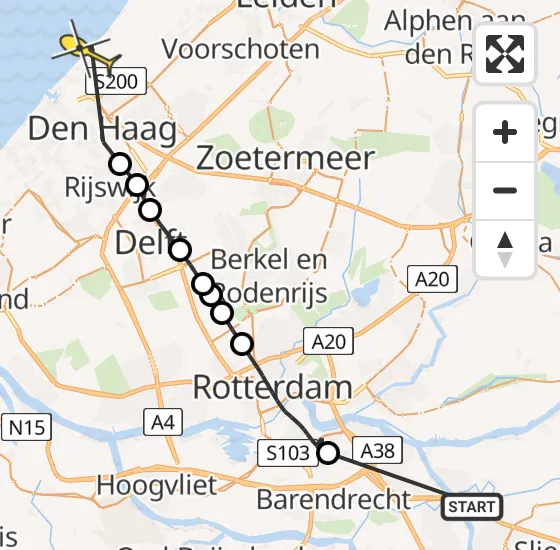 Vlucht Politiehelikopter PH-PXE van Alblasserdam naar Den Haag op vrijdag 9 augustus 2024 16:25