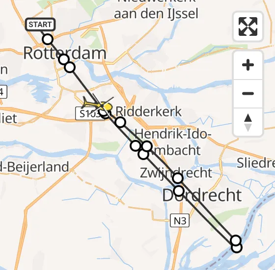 Vlucht Traumahelikopter PH-UMC van Rotterdam The Hague Airport naar Rotterdam op vrijdag 9 augustus 2024 17:01