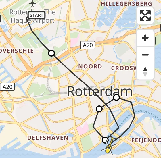 Vlucht Traumahelikopter PH-UMC van Rotterdam The Hague Airport naar Rotterdam op vrijdag 9 augustus 2024 21:21