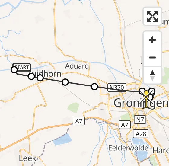 Vlucht Traumahelikopter PH-TTR van Noordhorn naar Universitair Medisch Centrum Groningen op vrijdag 9 augustus 2024 21:32