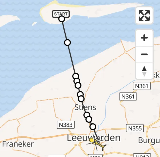 Vlucht Traumahelikopter PH-DOC van Ameland Airport Ballum naar Leeuwarden op vrijdag 9 augustus 2024 21:48