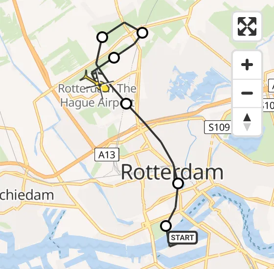 Vlucht Traumahelikopter PH-UMC van Rotterdam naar Rotterdam The Hague Airport op vrijdag 9 augustus 2024 22:26