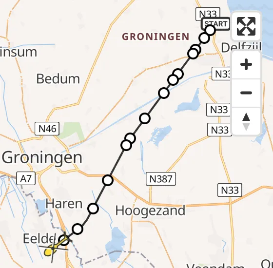 Vlucht Traumahelikopter PH-TTR van Holwierde naar Groningen Airport Eelde op zaterdag 10 augustus 2024 1:24