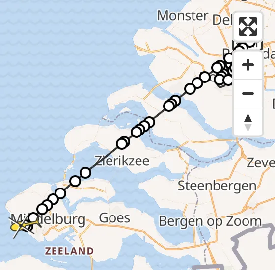 Vlucht Traumahelikopter PH-UMC van Rotterdam The Hague Airport naar Biggekerke op zaterdag 10 augustus 2024 1:59