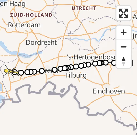 Vlucht Traumahelikopter PH-LLN van Vliegbasis Volkel naar Steenbergen op zaterdag 10 augustus 2024 3:05