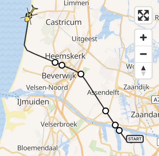 Vlucht Traumahelikopter PH-DOC van Amsterdam Heliport naar Castricum op zaterdag 10 augustus 2024 10:46