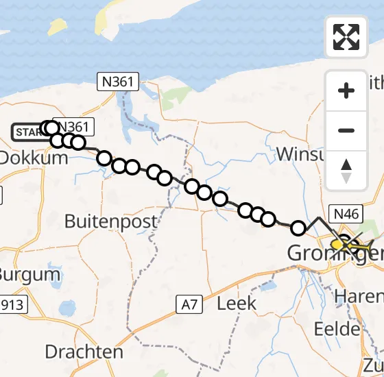 Vlucht Ambulancehelikopter PH-OOP van Hantumeruitburen naar Groningen op zaterdag 10 augustus 2024 12:14