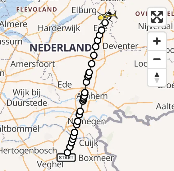 Vlucht Traumahelikopter PH-LLN van Vliegbasis Volkel naar Heerde op zaterdag 10 augustus 2024 13:19