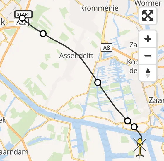 Vlucht Traumahelikopter PH-DOC van Heemskerk naar Amsterdam Heliport op zaterdag 10 augustus 2024 13:29