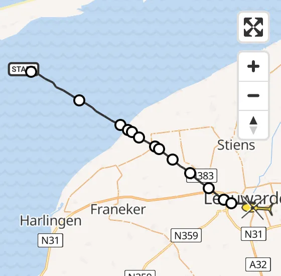 Vlucht Ambulancehelikopter PH-OOP van Formerum naar Leeuwarden op zaterdag 10 augustus 2024 13:36