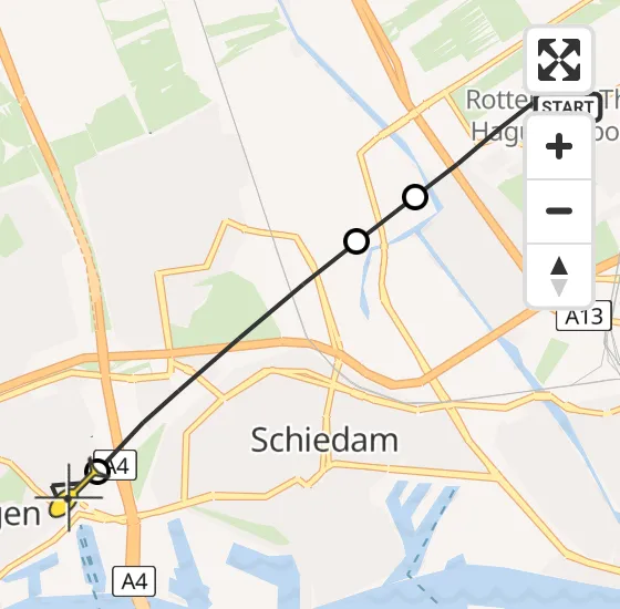 Vlucht Traumahelikopter PH-UMC van Rotterdam The Hague Airport naar Vlaardingen op zaterdag 10 augustus 2024 14:04