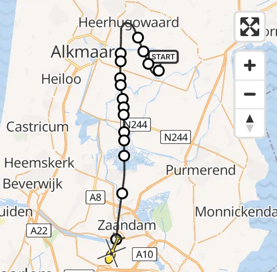 Vlucht Traumahelikopter PH-DOC van Ursem naar Amsterdam Heliport op zaterdag 10 augustus 2024 14:06