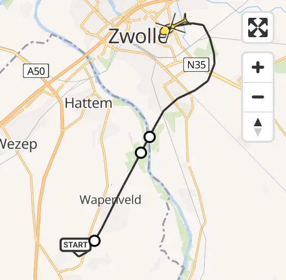 Vlucht Traumahelikopter PH-LLN van Heerde naar Zwolle op zaterdag 10 augustus 2024 14:14