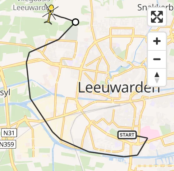 Vlucht Ambulancehelikopter PH-OOP van Leeuwarden naar Vliegbasis Leeuwarden op zaterdag 10 augustus 2024 14:19