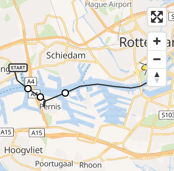 Vlucht Traumahelikopter PH-UMC van Vlaardingen naar Erasmus MC op zaterdag 10 augustus 2024 14:44