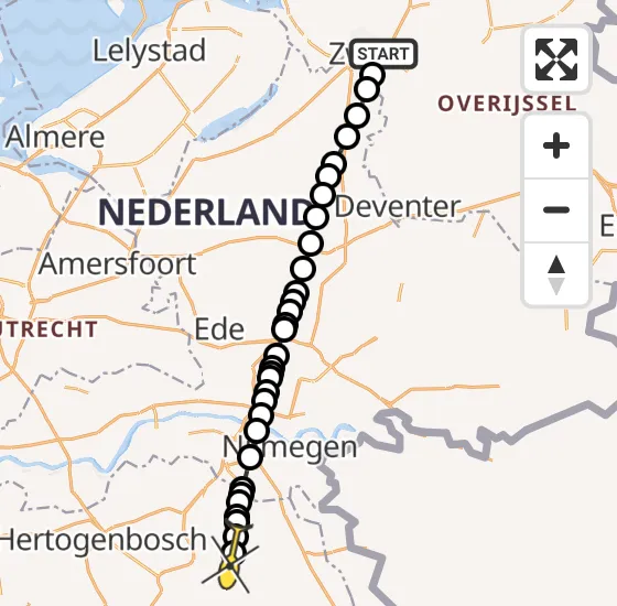 Vlucht Traumahelikopter PH-LLN van Zwolle naar Vliegbasis Volkel op zaterdag 10 augustus 2024 14:47