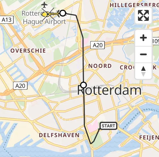 Vlucht Traumahelikopter PH-UMC van Erasmus MC naar Rotterdam The Hague Airport op zaterdag 10 augustus 2024 14:51