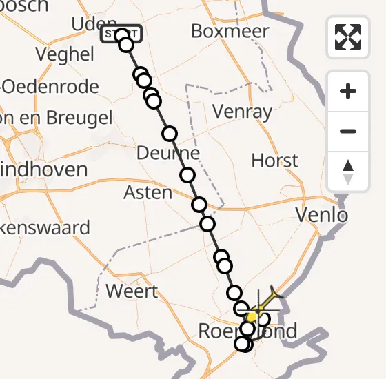 Vlucht Traumahelikopter PH-LLN van Vliegbasis Volkel naar Swalmen op zaterdag 10 augustus 2024 15:54