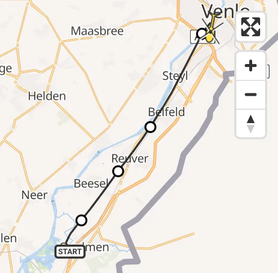 Vlucht Traumahelikopter PH-LLN van Swalmen naar Venlo op zaterdag 10 augustus 2024 16:35