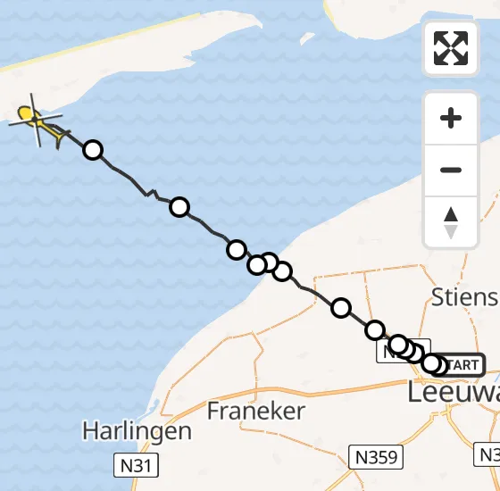 Vlucht Ambulancehelikopter PH-OOP van Vliegbasis Leeuwarden naar Formerum op zaterdag 10 augustus 2024 16:42