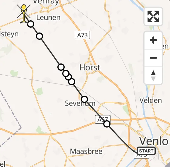 Vlucht Traumahelikopter PH-LLN van Venlo naar Heide op zaterdag 10 augustus 2024 17:06