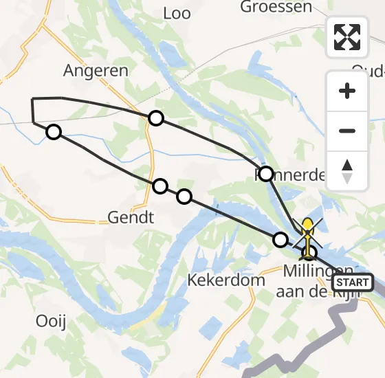 Vlucht Politiehelikopter PH-PXF van Millingen aan de Rijn naar Pannerden op zaterdag 10 augustus 2024 17:29