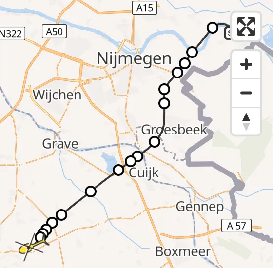 Vlucht Politiehelikopter PH-PXF van Doornenburg naar Vliegbasis Volkel op zaterdag 10 augustus 2024 17:39