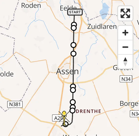 Vlucht Traumahelikopter PH-TTR van Groningen Airport Eelde naar Hooghalen op zaterdag 10 augustus 2024 18:14