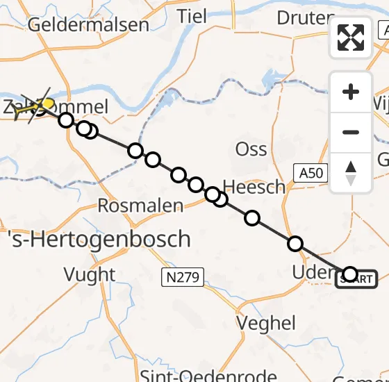 Vlucht Traumahelikopter PH-LLN van Vliegbasis Volkel naar Gameren op zaterdag 10 augustus 2024 20:21