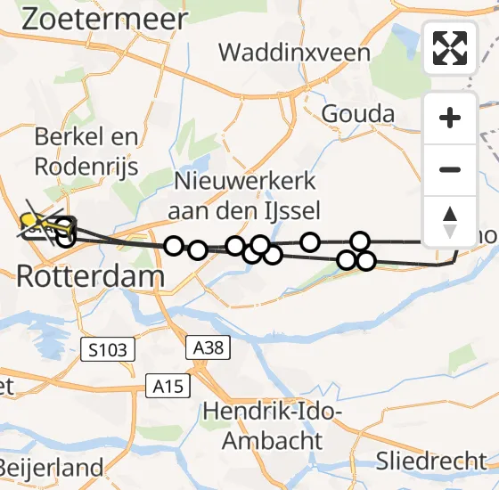 Vlucht Traumahelikopter PH-UMC van Rotterdam The Hague Airport naar Rotterdam The Hague Airport op zaterdag 10 augustus 2024 20:23