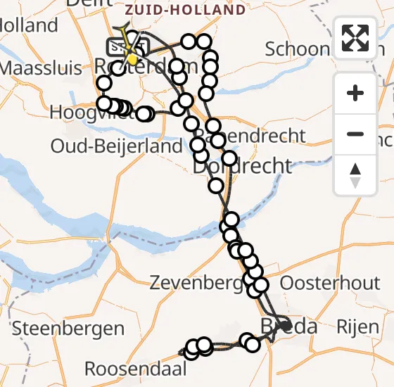 Vlucht Politiehelikopter PH-PXD van Rotterdam The Hague Airport naar Rotterdam The Hague Airport op zaterdag 10 augustus 2024 20:26