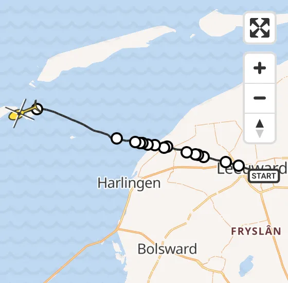 Vlucht Ambulancehelikopter PH-OOP van Leeuwarden naar Vlieland op zaterdag 10 augustus 2024 20:45