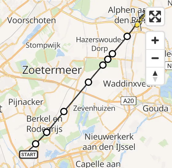 Vlucht Traumahelikopter PH-UMC van Rotterdam The Hague Airport naar Alphen aan den Rijn op zaterdag 10 augustus 2024 20:54