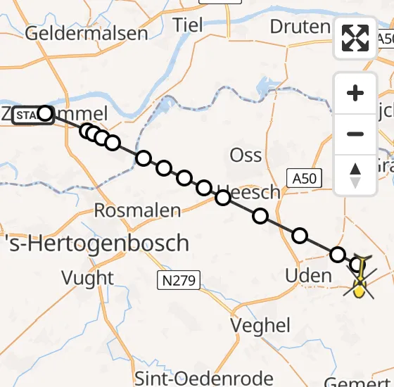 Vlucht Traumahelikopter PH-LLN van Gameren naar Vliegbasis Volkel op zaterdag 10 augustus 2024 21:01