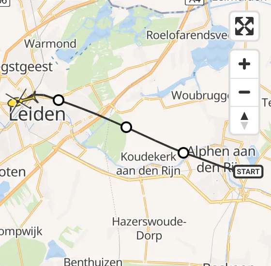 Vlucht Traumahelikopter PH-UMC van Alphen aan den Rijn naar Leiden op zaterdag 10 augustus 2024 21:32