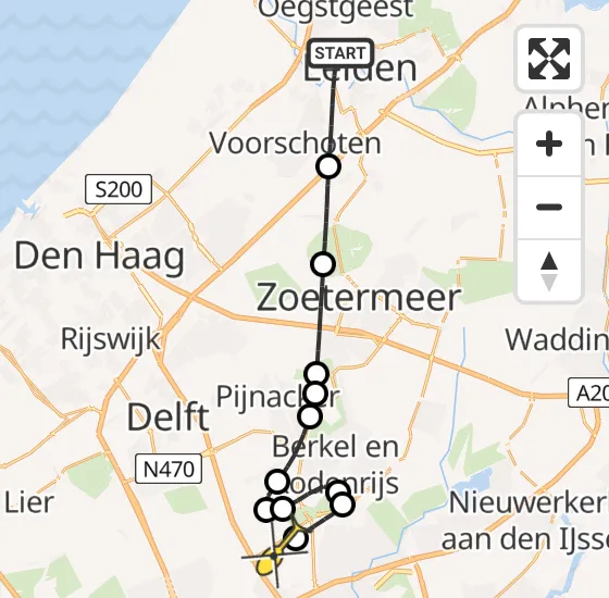 Vlucht Traumahelikopter PH-UMC van Leiden naar Rotterdam The Hague Airport op zaterdag 10 augustus 2024 21:55