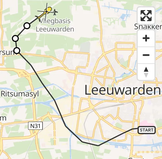 Vlucht Ambulancehelikopter PH-OOP van Leeuwarden naar Vliegbasis Leeuwarden op zaterdag 10 augustus 2024 22:04