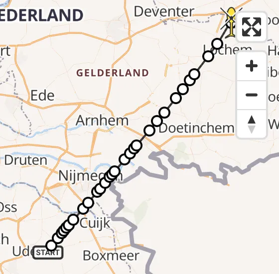 Vlucht Traumahelikopter PH-LLN van Vliegbasis Volkel naar Markelo op zaterdag 10 augustus 2024 22:07