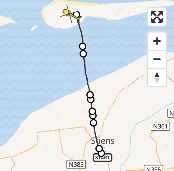 Vlucht Ambulancehelikopter PH-OOP van Vliegbasis Leeuwarden naar Ameland Airport Ballum op zaterdag 10 augustus 2024 22:28