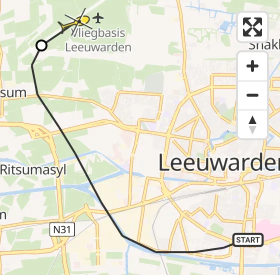 Vlucht Ambulancehelikopter PH-OOP van Leeuwarden naar Vliegbasis Leeuwarden op zaterdag 10 augustus 2024 23:41