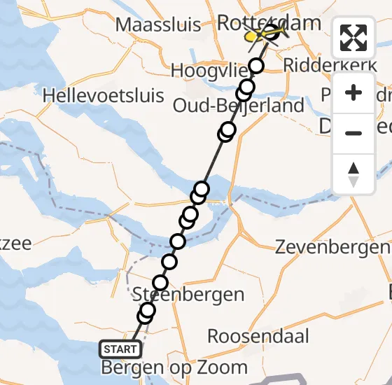 Vlucht Traumahelikopter PH-UMC van Tholen naar Erasmus MC op zondag 11 augustus 2024 0:44