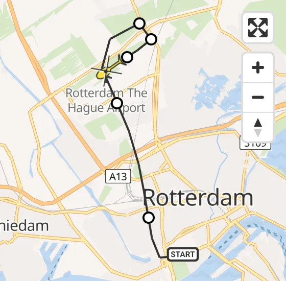 Vlucht Traumahelikopter PH-UMC van Erasmus MC naar Rotterdam The Hague Airport op zondag 11 augustus 2024 1:32