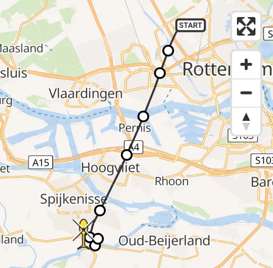 Vlucht Traumahelikopter PH-UMC van Rotterdam The Hague Airport naar Hekelingen op zondag 11 augustus 2024 5:48