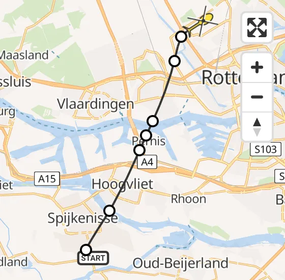 Vlucht Traumahelikopter PH-UMC van Hekelingen naar Rotterdam The Hague Airport op zondag 11 augustus 2024 5:58