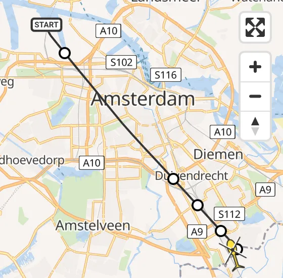 Vlucht Traumahelikopter PH-DOC van Amsterdam Heliport naar Amsterdam op zondag 11 augustus 2024 10:46